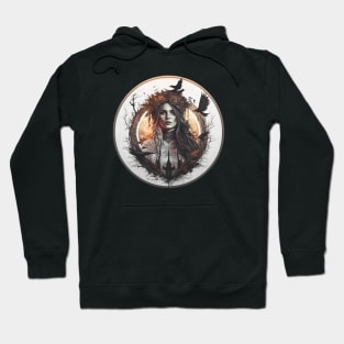 Witch Art - Forest Witch with Ravens Art Design Hoodie